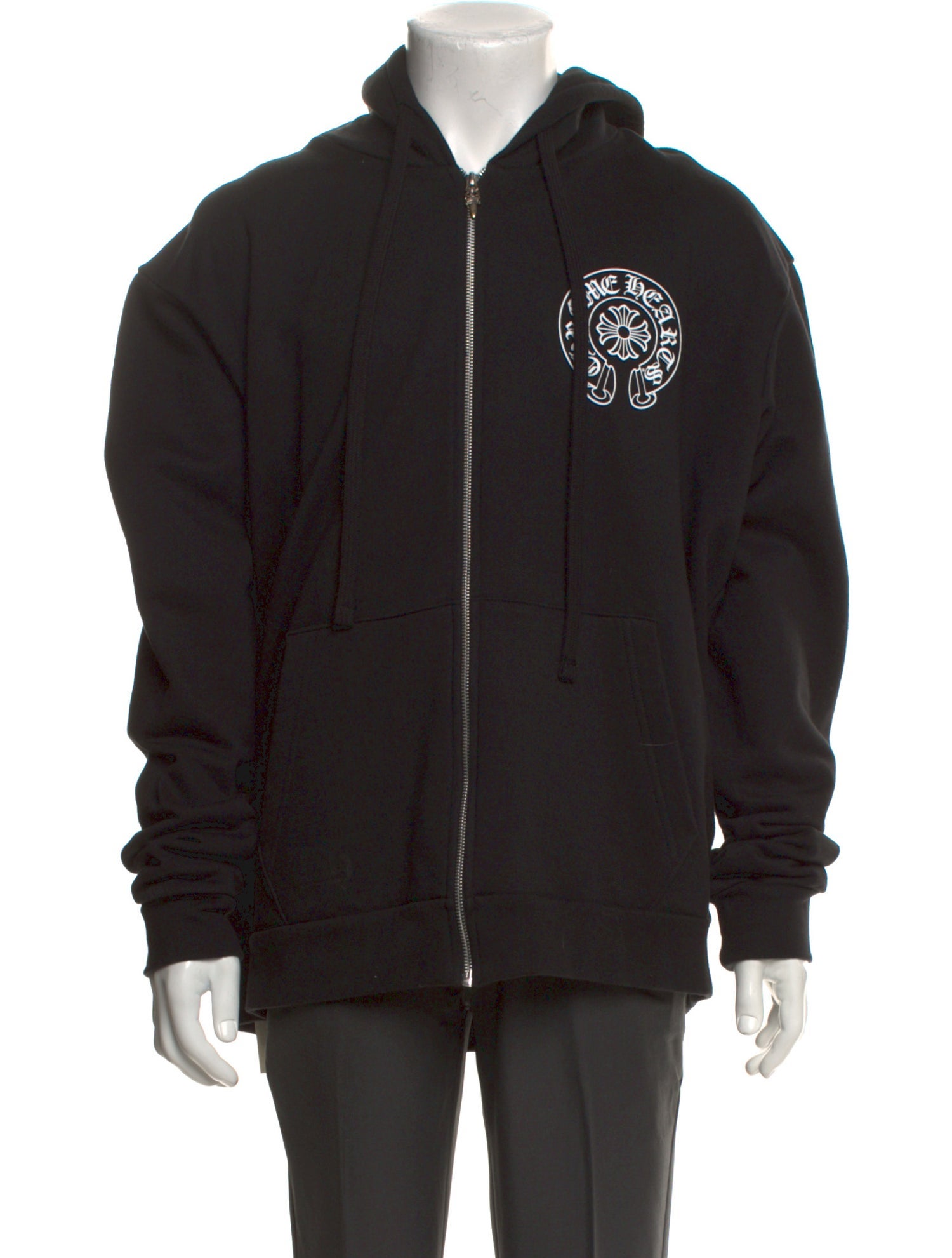 Chrome Hearts Malibu Horseshoe Logo Zip Up Graphic Print Hoodie