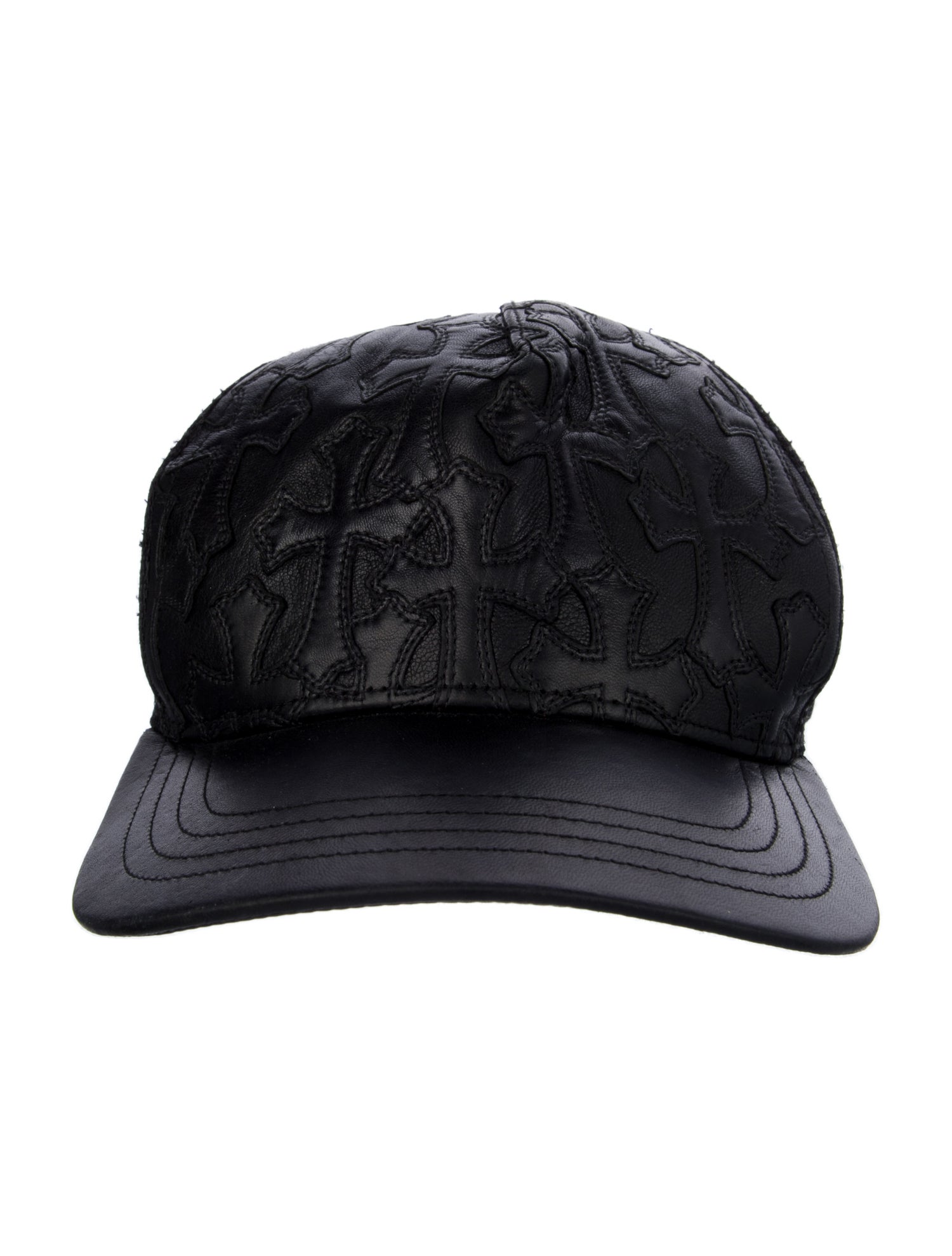 Chrome Hearts Cemetery Cross Leather Stitched Trucker Hat