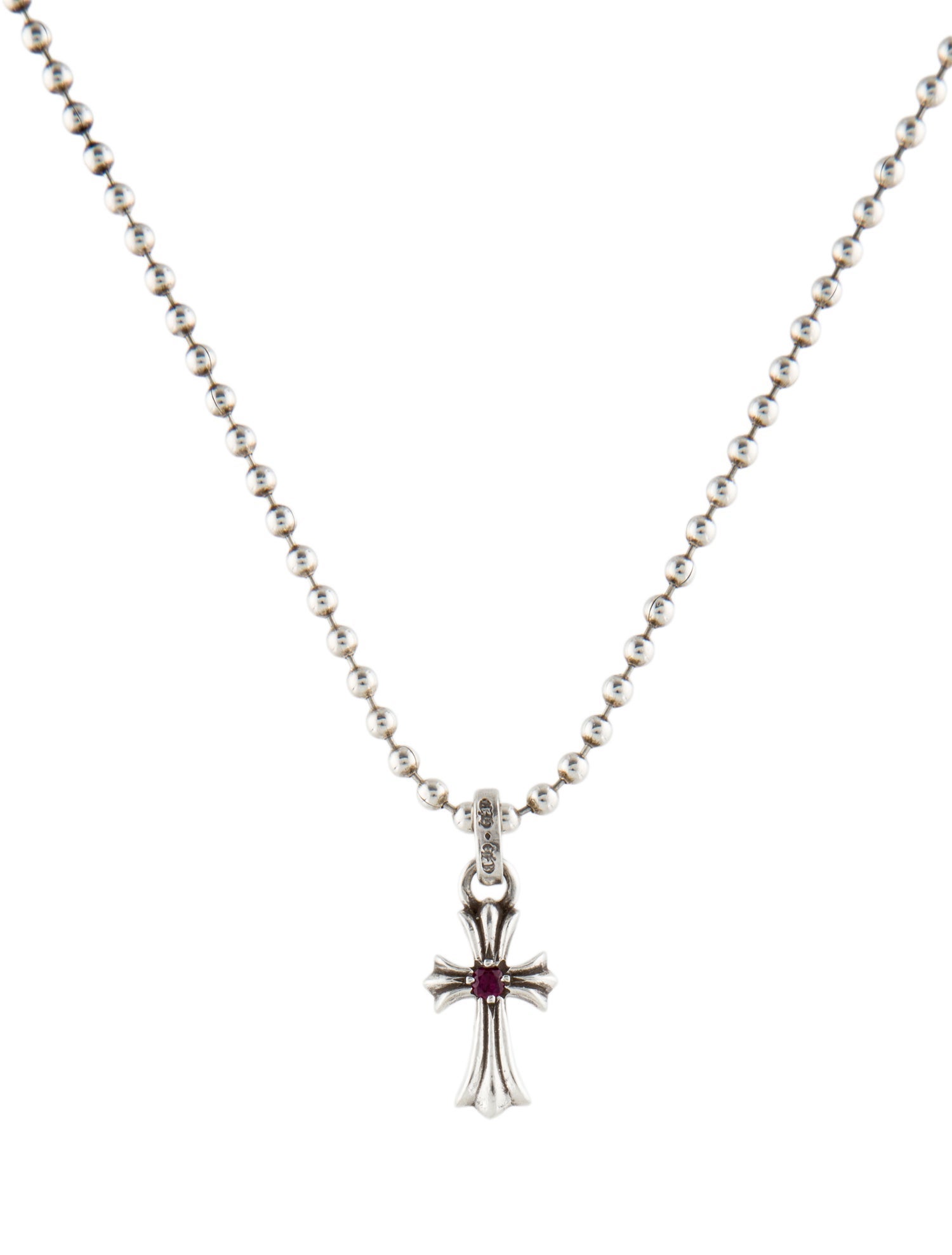 Chrome Hearts Ruby Cross Pendant Necklace