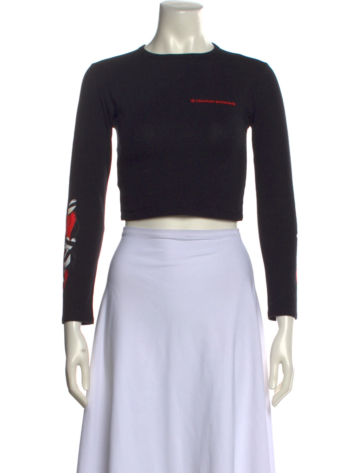 Chrome Hearts Graphic Print Crew Neck Crop Top