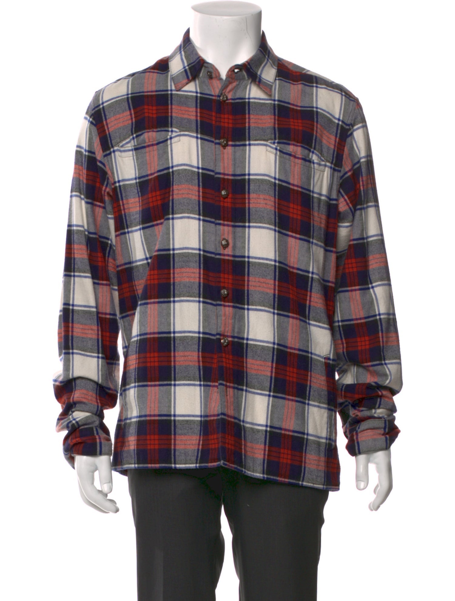 Chrome Hearts Plaid Print Long Sleeve Shirt