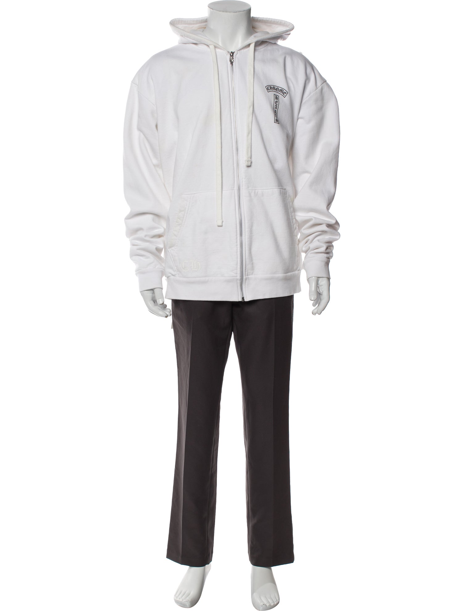 Chrome Hearts T-Bar Zip Up Graphic Print Hoodie