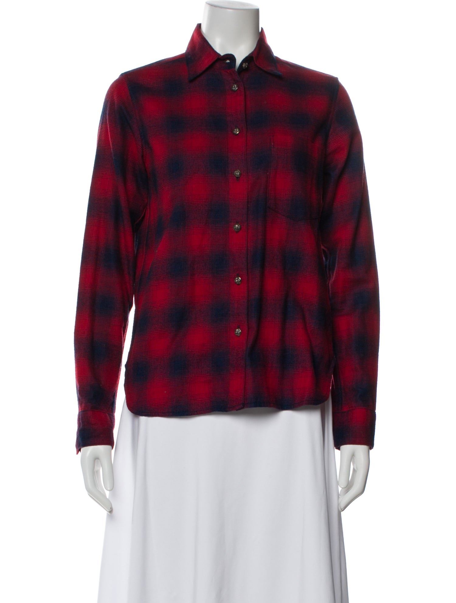 Chrome Hearts Plaid Print Long Sleeve Button-Up Top