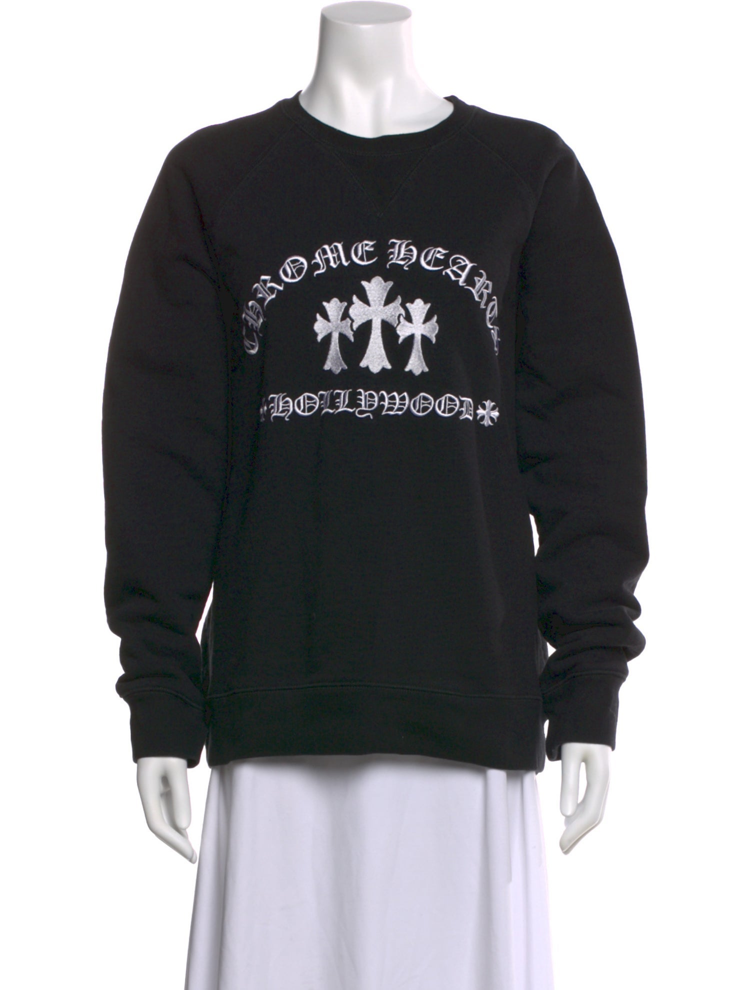 Chrome Hearts Triple Cross Embroidered Graphic Print Sweatshirt