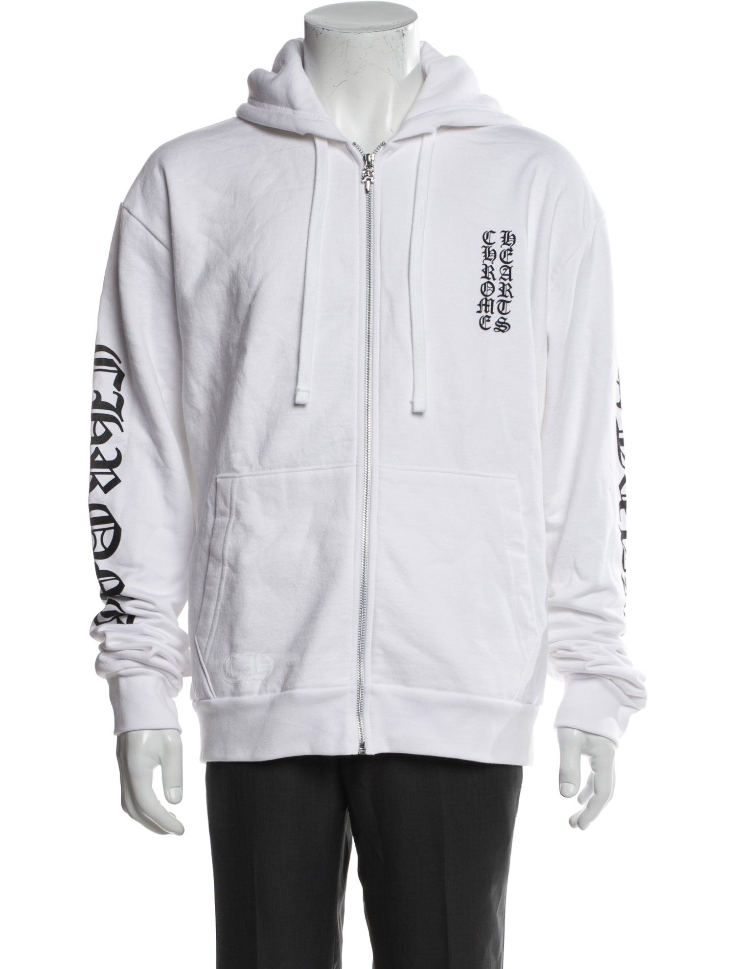 Chrome Hearts Vertical Logo Graphic Print Hoodie