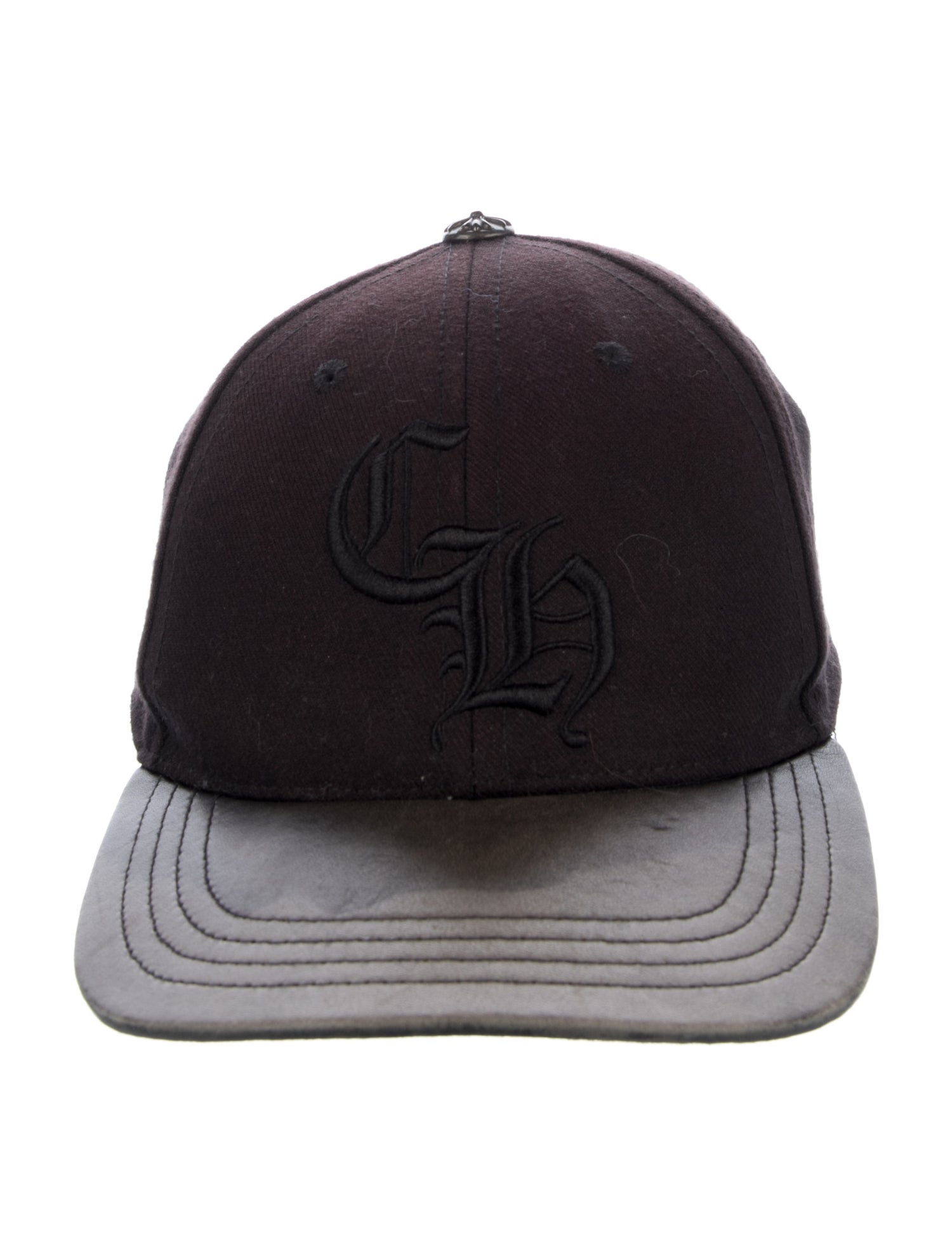 Chrome Hearts CH Logo Fitted Baseball Hat - Black Hats 
