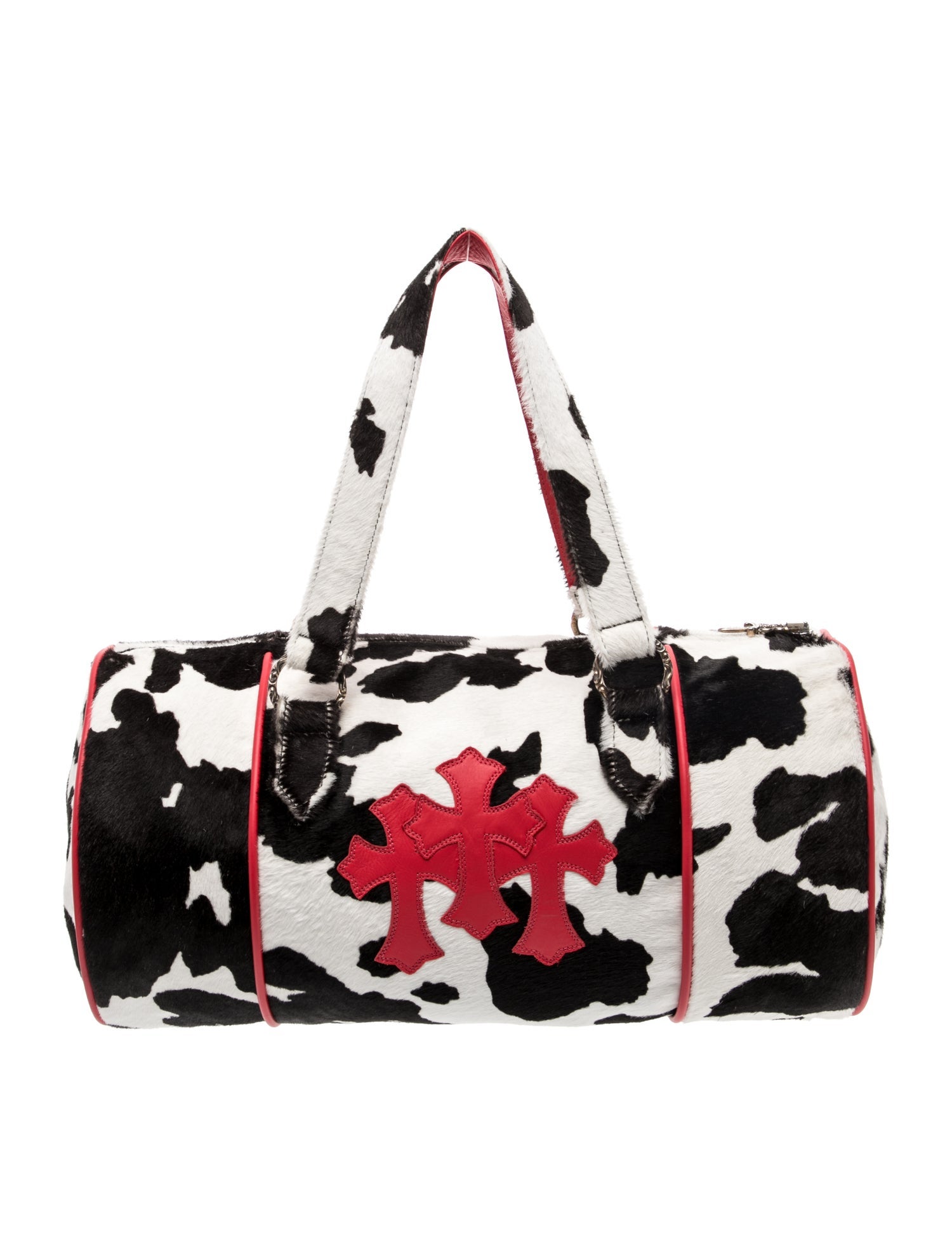 Chrome Hearts Calf Hair Cross Patch Boston Mini Duffle Bag