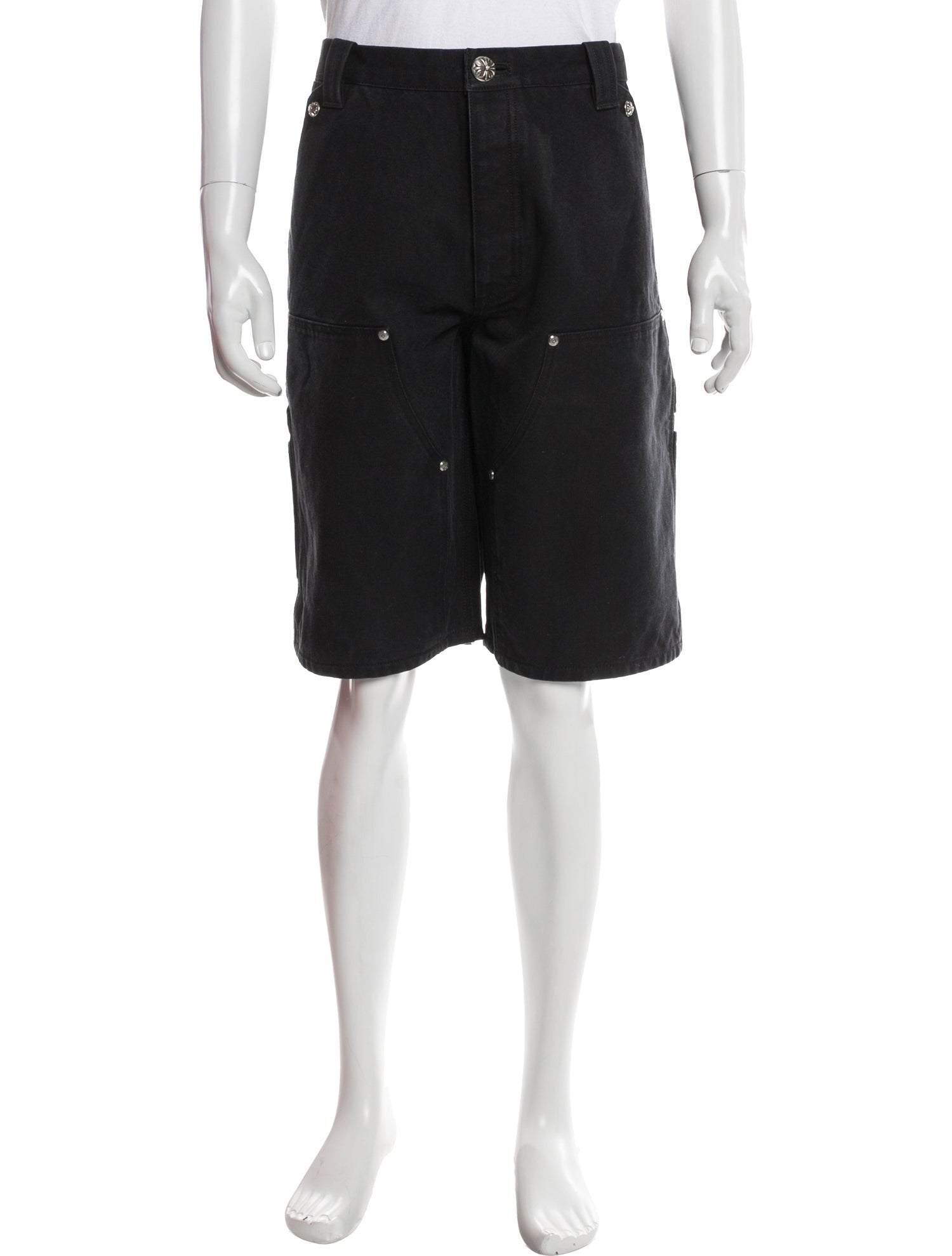 Chrome Hearts Leather Cross Patch Double Knee Jogger Shorts