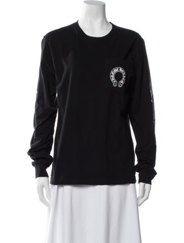 Pre-owned Chrome Hearts Horseshoe Floral Graphic Print T-shirt In Black