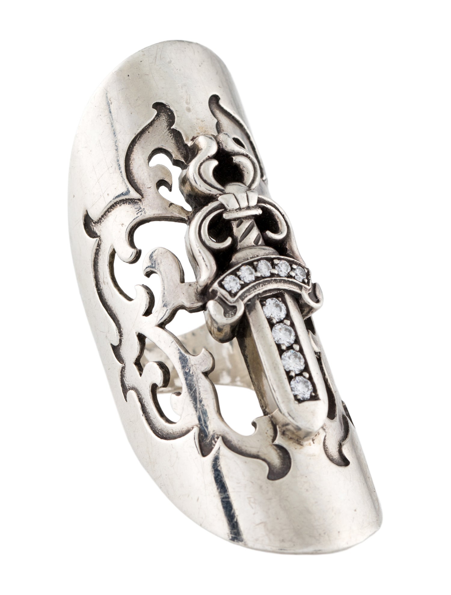 Chrome Hearts Diamond Cannoli Dagger Ring