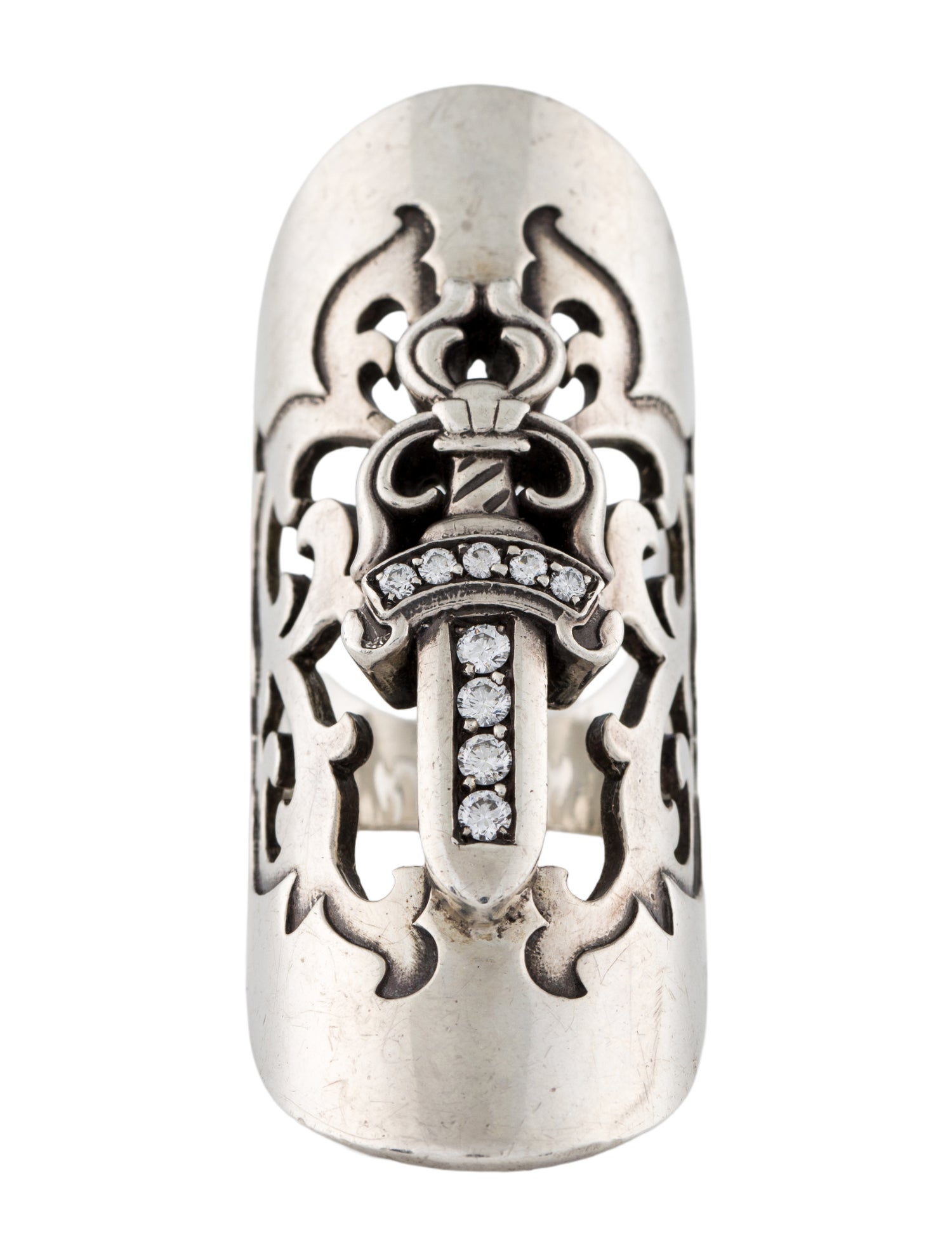 Chrome Hearts Diamond Cannoli Dagger Ring