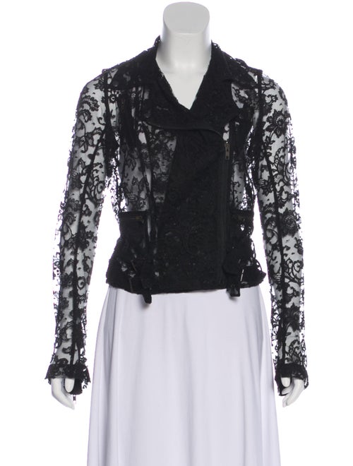 Christopher Kane Lace Moto Jacket Black