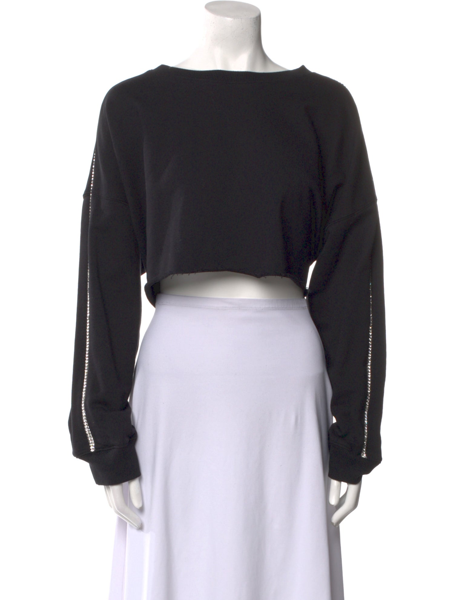 Christopher Kane Bateau Neckline Long Sleeve Crop Top