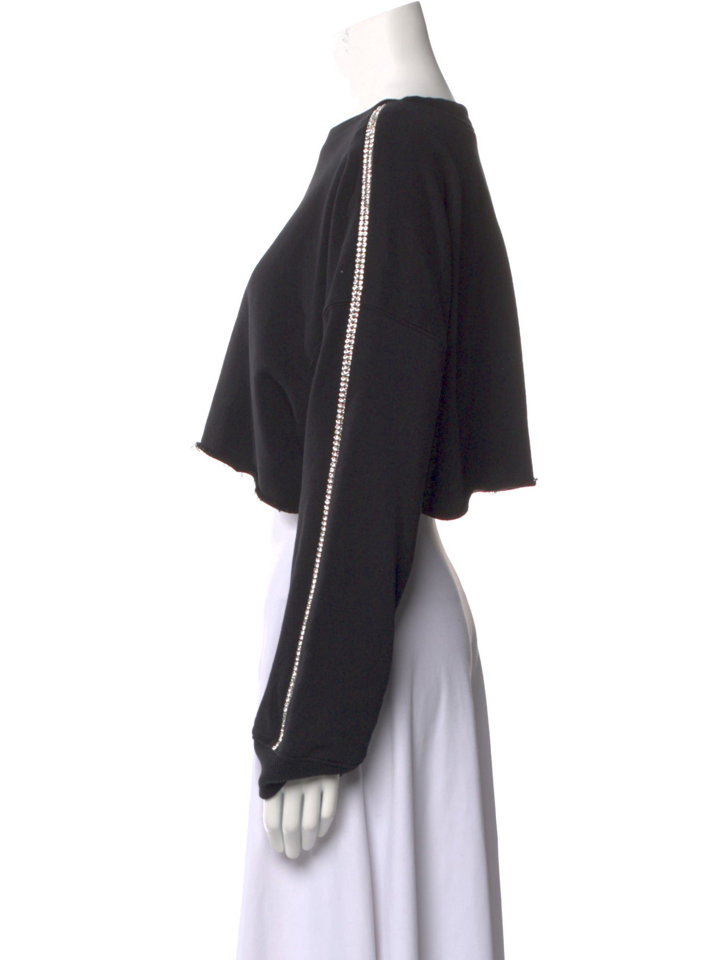 Christopher Kane Bateau Neckline Long Sleeve Crop Top