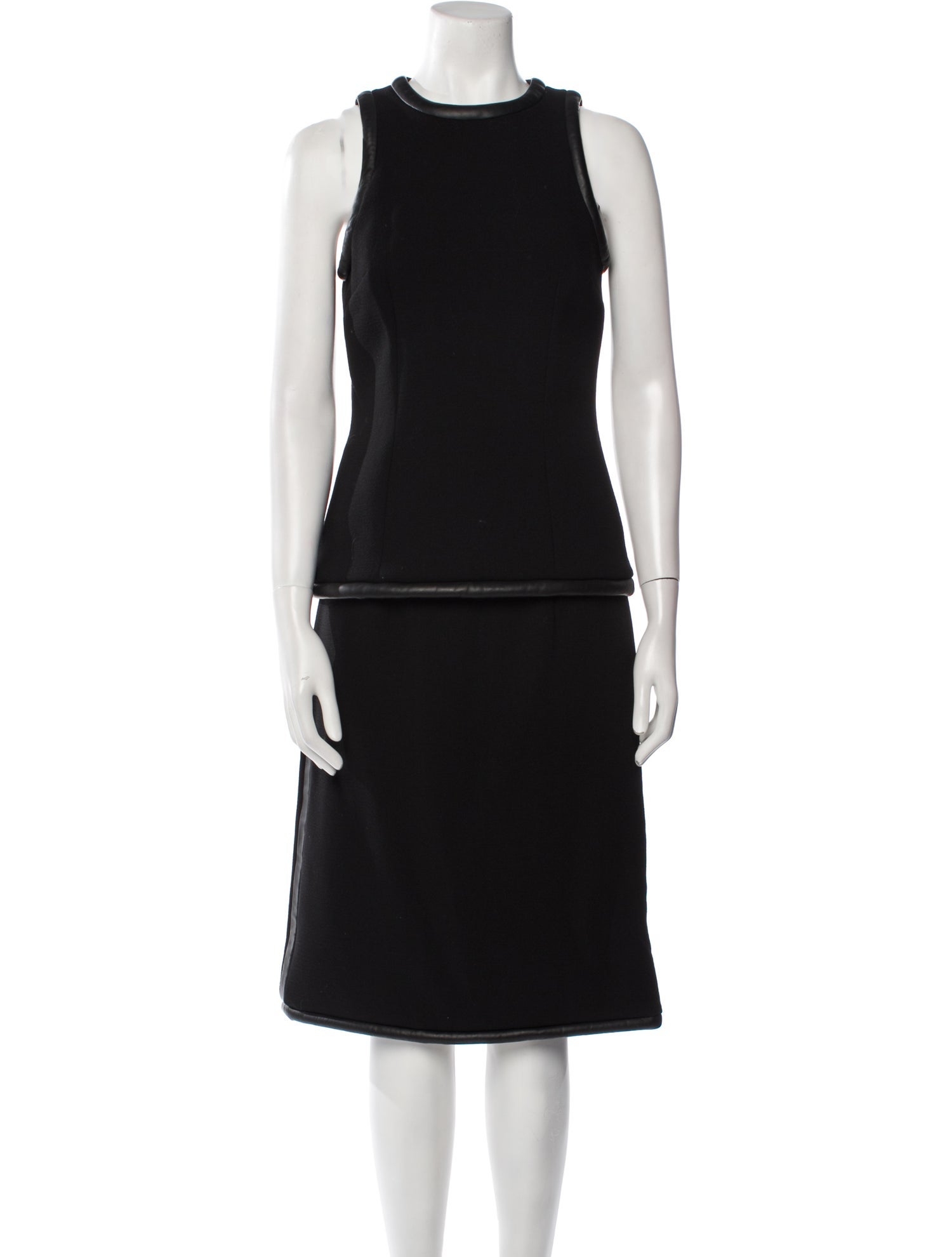 Christopher Kane Wool Leather Trim Embellishment Skirt Set w/ Tags