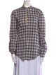 Christopher Kane Plaid Print Long Sleeve Button-Up Top