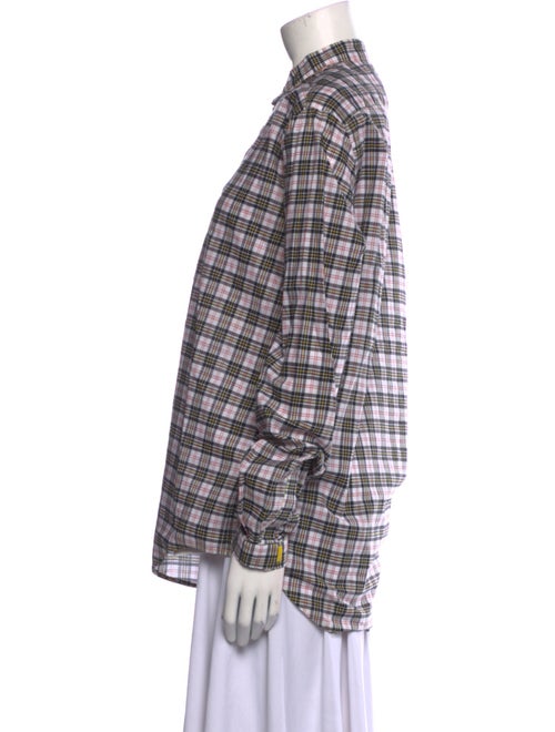 Christopher Kane Plaid Print Long Sleeve Button-Up Top