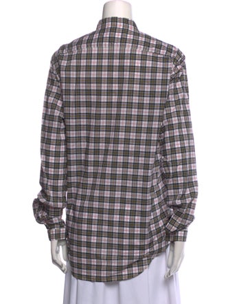 Christopher Kane Plaid Print Long Sleeve Button-Up Top