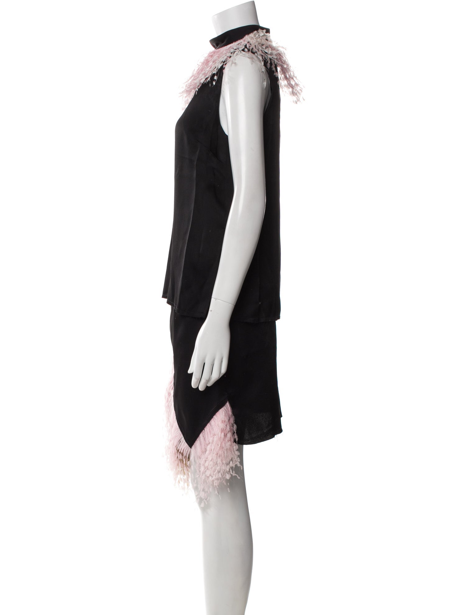 Christopher Kane Printed Feather Trim Skirt Set