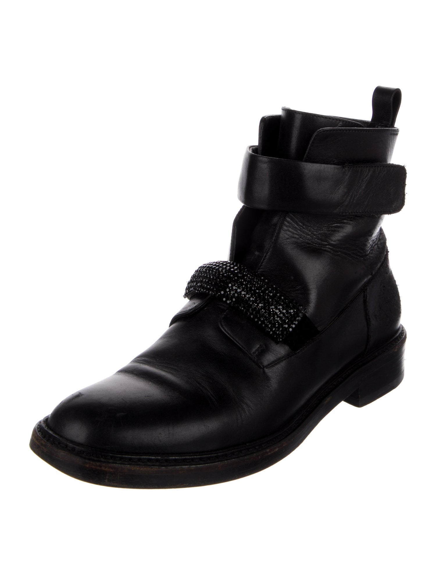 Christopher Kane Leather Crystal Embellishments Boots