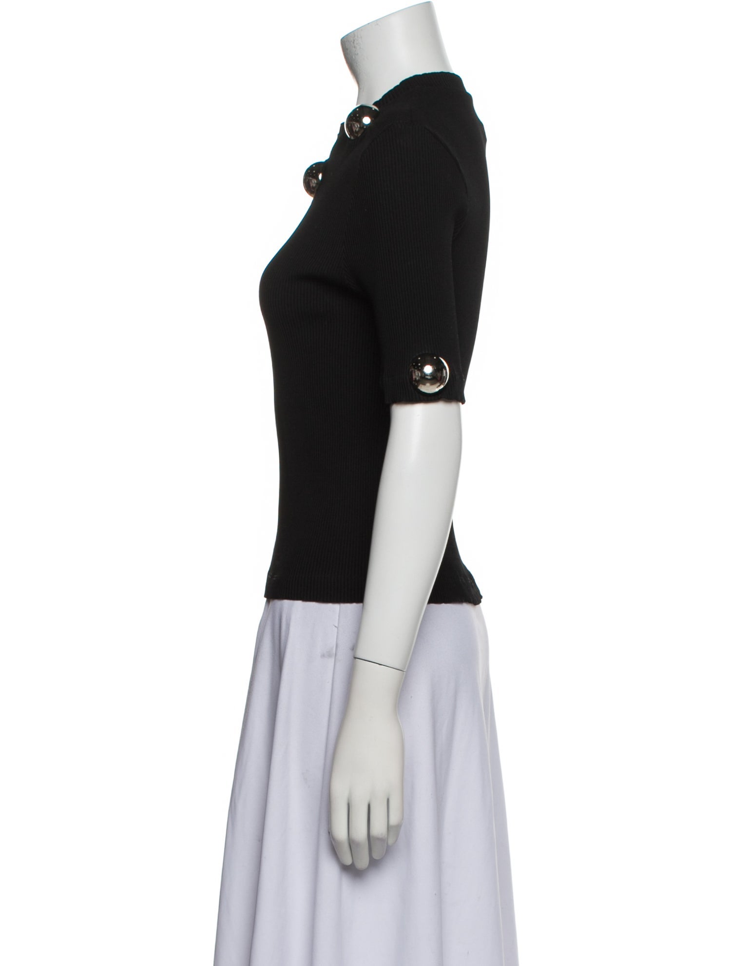 Christopher Kane Mock Neck Short Sleeve Top