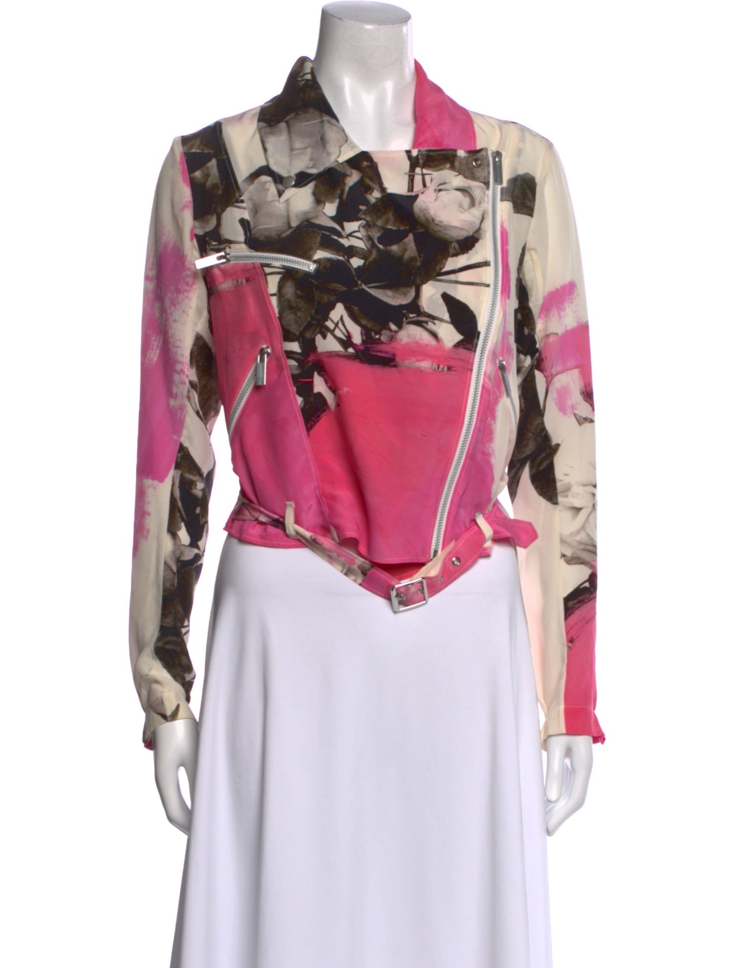 Christopher Kane Silk Floral Print Button-Up Top