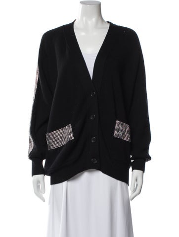 Pre-owned Christopher Kane Wool V-neck Sweater In Black