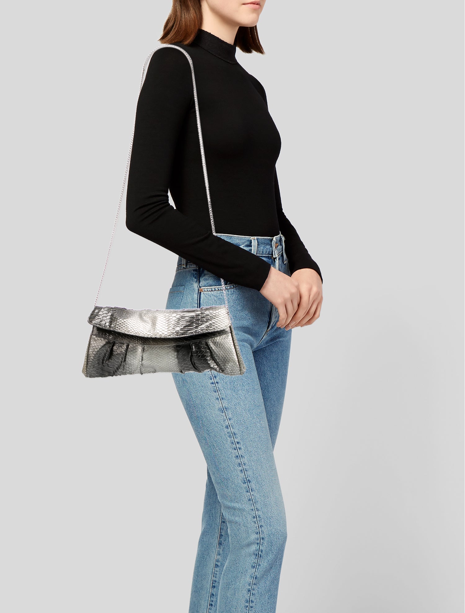 CL Embossed Leather Clutch