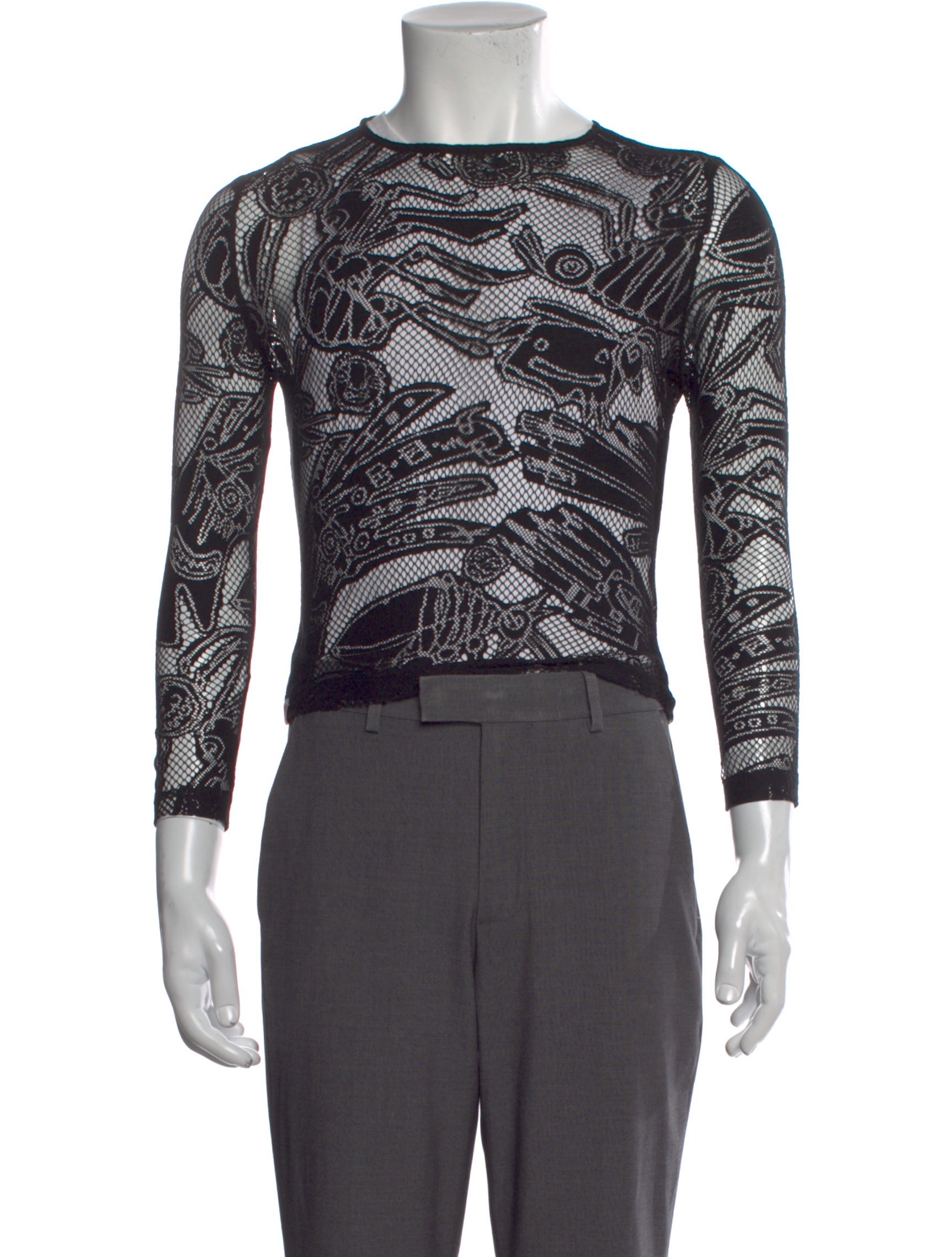 Charles Jeffrey Loverboy Lace Pattern Crew Neck Pullover