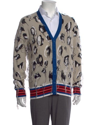 Charles Jeffrey Loverboy Sweaters Merino Wool Printed Cardigan XL