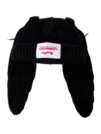 Charles Jeffrey Loverboy black knitted bunny ears beanie
