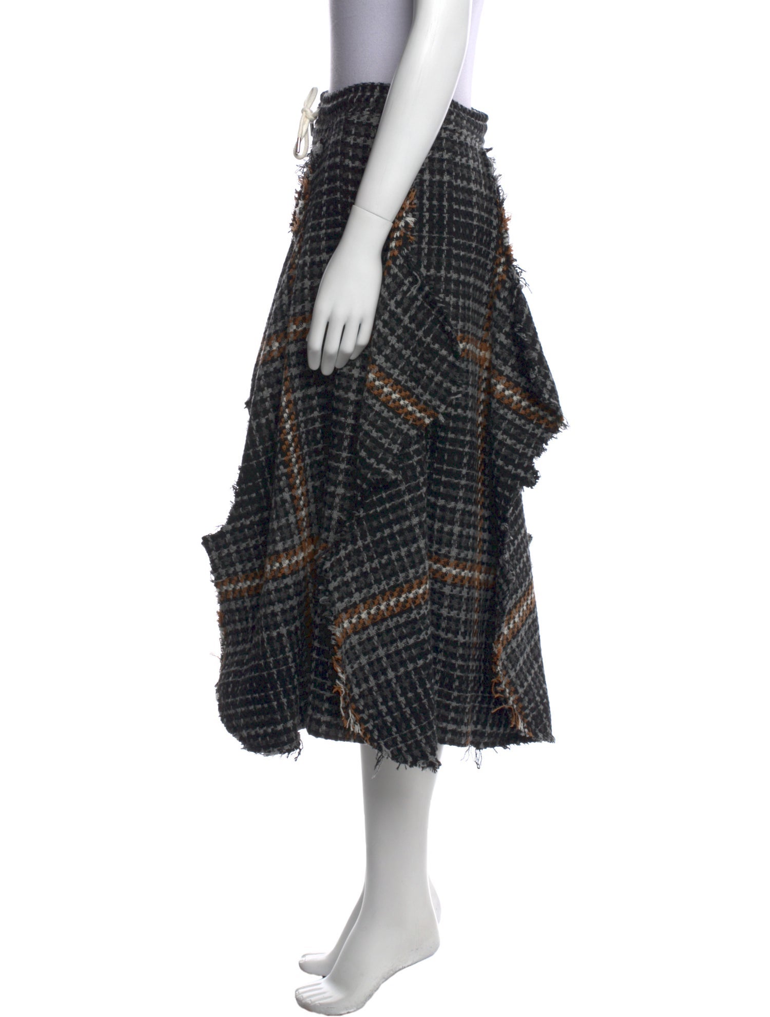 Charles Jeffrey Loverboy Plaid Print Midi Length Skirt
