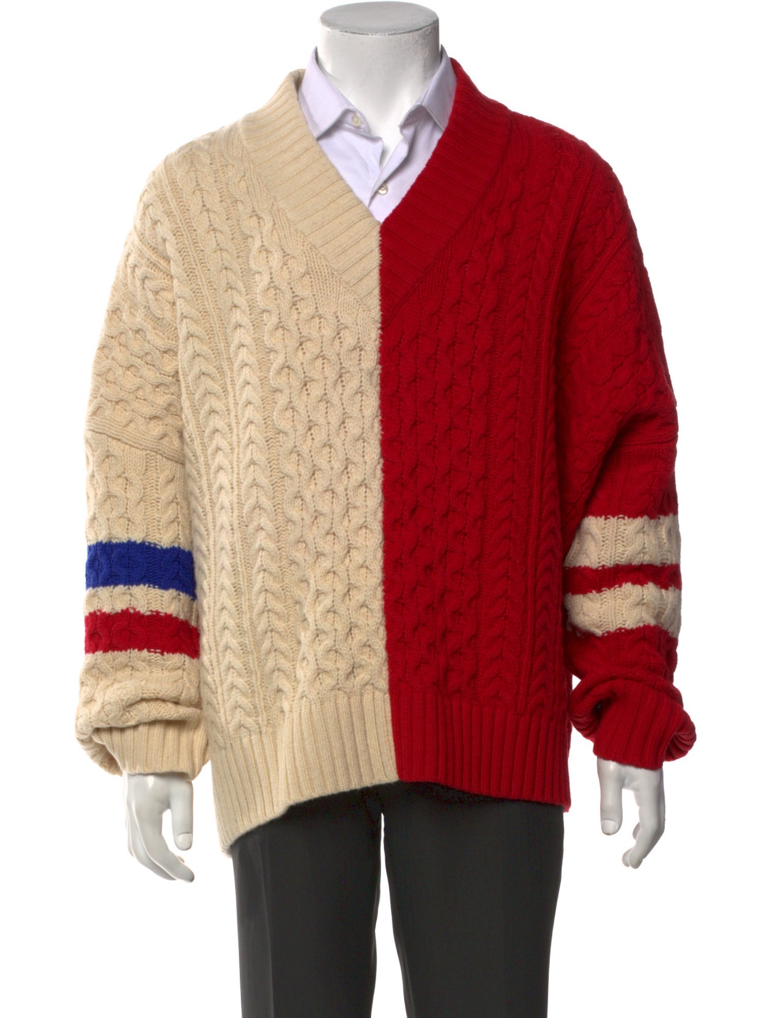 Charles Jeffrey Loverboy Colorblock Pattern V-Neck Pullover