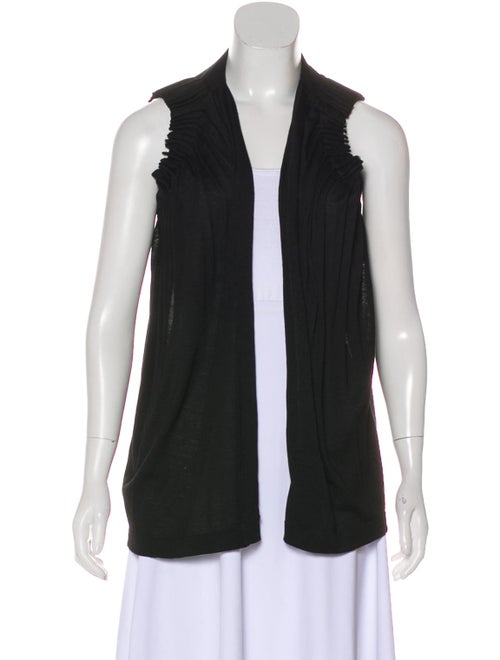 Chloé Pleated Sleeveless Cardigan Black