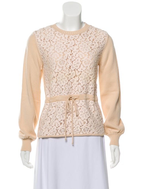 Chloé Wool Lace Sweater Pink