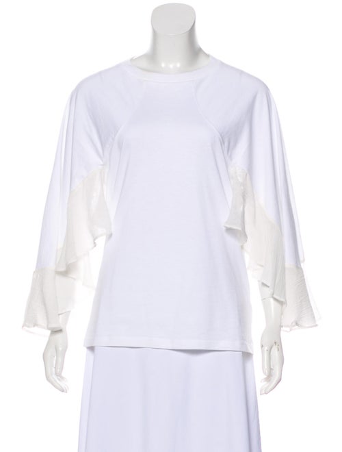 Chloé Ruffled Crew Neck Blouse White