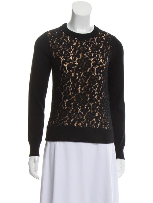 Chloé Virgin Wool Lace Sweater Black