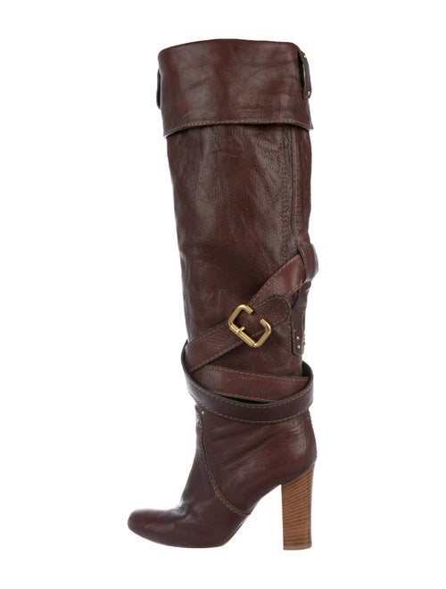 Chloé Leather Knee-High Boots Brown