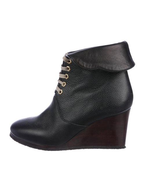 Chloé Leather Wedge Booties Black