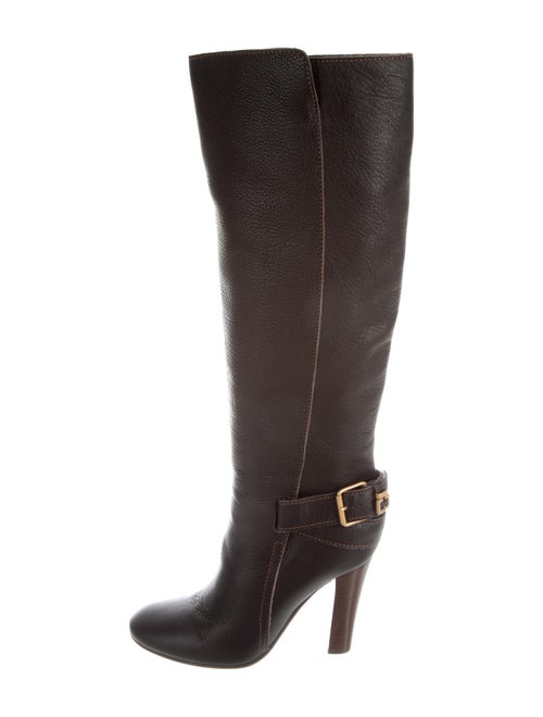 Chloé Leather Knee-High Boots Brown