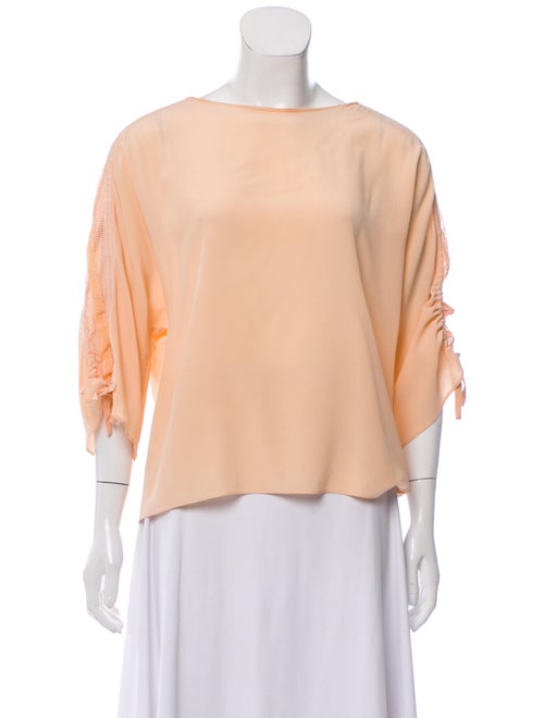 Chloé Silk Bateau Neckline Blouse Orange