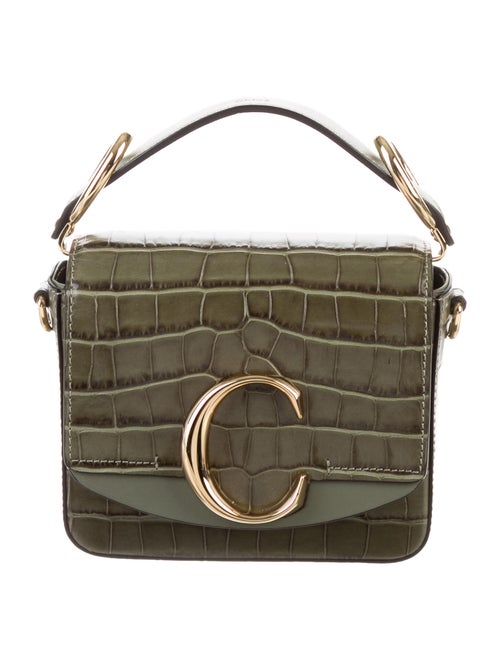 Chloé Embossed Mini C Crossbody Olive