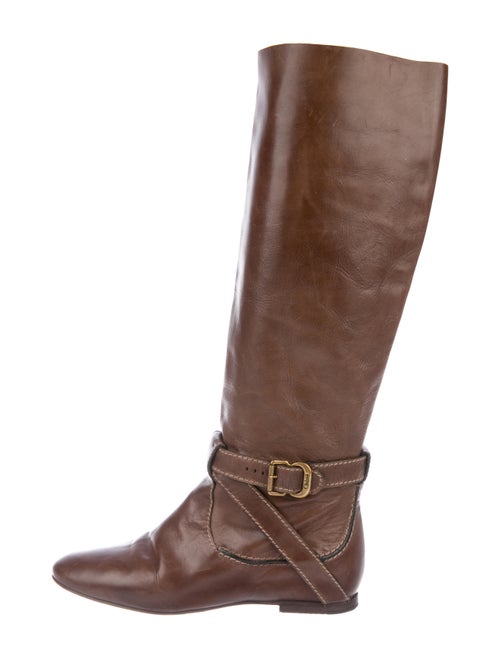Chloé Leather Knee-High Boots Brown