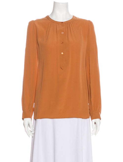 Chloé Silk Crew Neck Blouse Orange