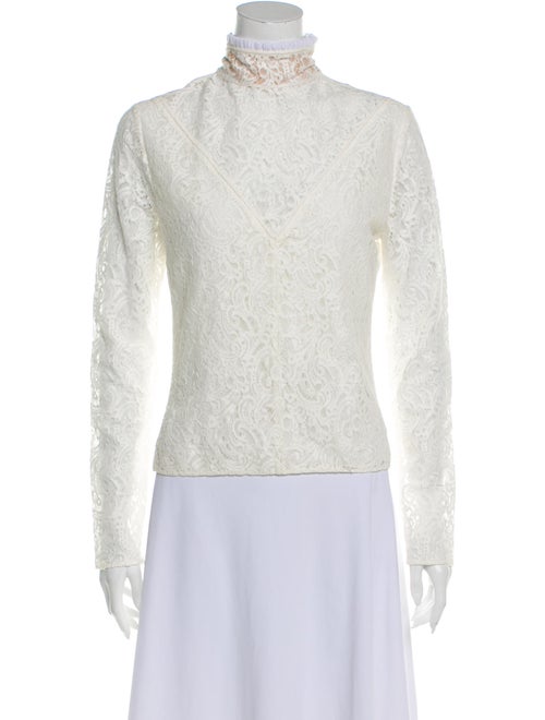 Chloé Lace Pattern Turtleneck Top White