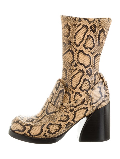 Chloé Snakeskin Ankle Boots Tan