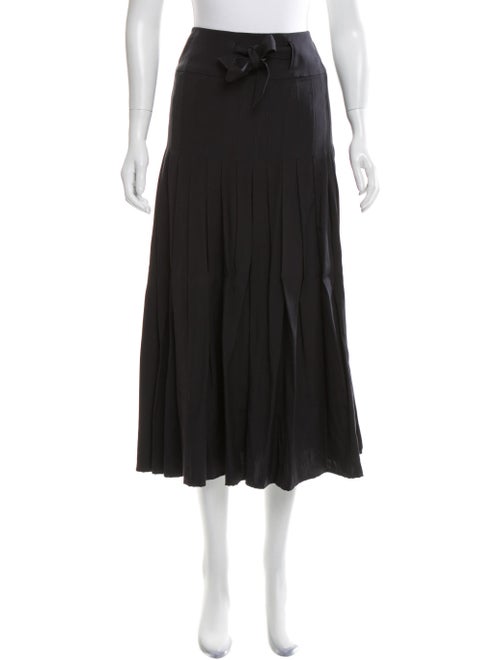 Chloé Silk Pleated Midi Skirt Black