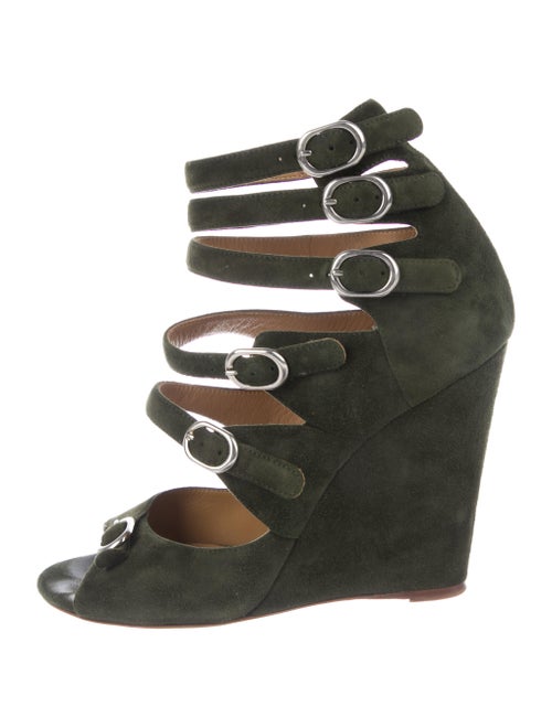 Chloé Suede Wedge Sandals green