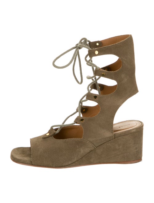 Chloé Suede Wedge Sandals green
