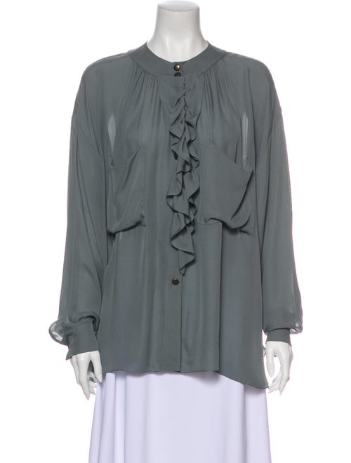 Chloé Silk Crew Neck Blouse Grey